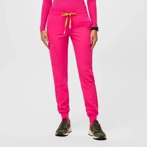 Small shocking pink figs scrub pants